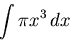 \begin{displaymath}
\int \pi x^3 \, dx
\end{displaymath}